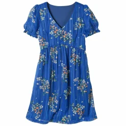 Robe courte imprimé floral, voile fils brillants