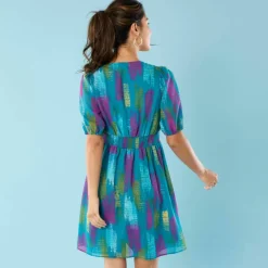 Robe courte Spécial Petites, voile imprimé
