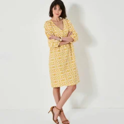 Robe courte évasée, imprimé ikat
