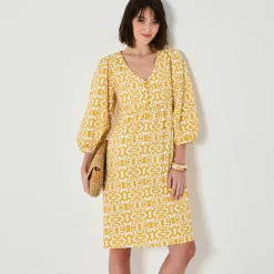 Robe courte évasée, imprimé ikat