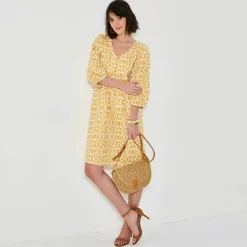 Robe courte évasée, imprimé ikat