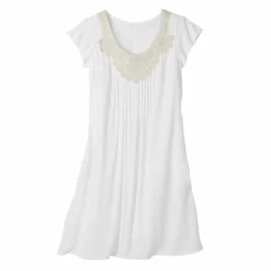 Robe décolleté macramé unie