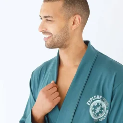 Robe de chambre courte unie avec motif