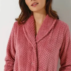Robe de chambre maille polaire col châle - Longueur 95 cm