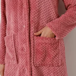 Robe de chambre maille polaire col châle - Longueur 95 cm