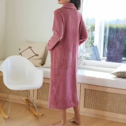 Robe de chambre maille polaire col châle - longueur 120 cm