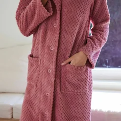 Robe de chambre maille polaire col châle - longueur 120 cm