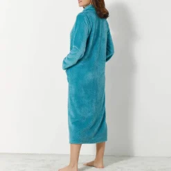 Robe de chambre maille polaire col châle - longueur 120 cm