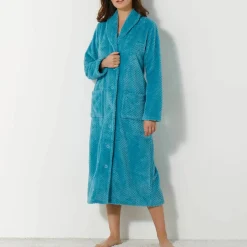 Robe de chambre maille polaire col châle - longueur 120 cm