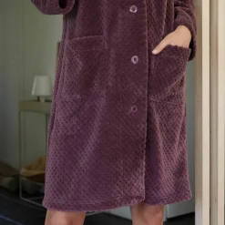 Robe de chambre maille polaire col châle - Longueur 95 cm