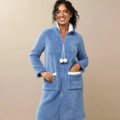 Robe de chambre maille polaire zippée