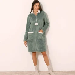 Robe de chambre maille polaire zippée