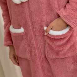 Robe de chambre maille polaire zippée