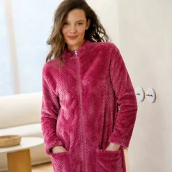Robe de chambre zippée maille polaire texturée