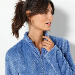 Robe de chambre zippée maille polaire texturée