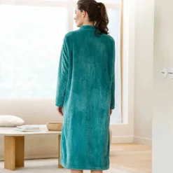 Robe de chambre zippée maille polaire texturée