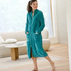 Robe de chambre zippée maille polaire texturée