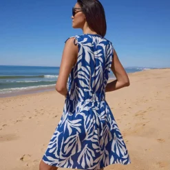 Robe de plage courte, crépon imprimé