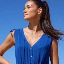 Robe de plage courte, crépon uni