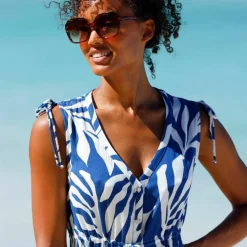 Robe de plage imprimée, crépon