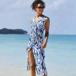 Robe de plage imprimée, crépon