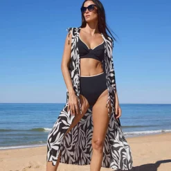 Robe de plage imprimée, crépon