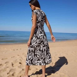 Robe de plage imprimée, crépon