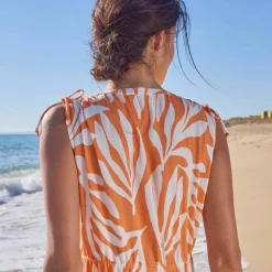Robe de plage imprimée, crépon