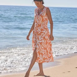 Robe de plage imprimée, crépon