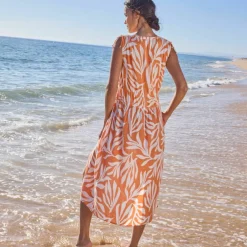 Robe de plage imprimée, crépon