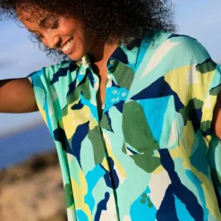 Robe de plage imprimée, crépon