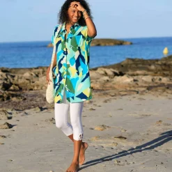 Robe de plage imprimée, crépon