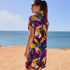 Robe de plage imprimée, crépon