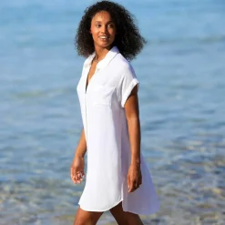 Robe de plage unie, crépon