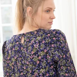Robe droite manches 7/8ème imprimée