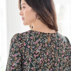 Robe droite manches 7/8ème imprimée