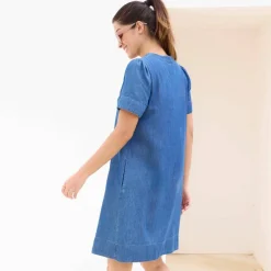 Robe housse boutonnée, jean léger