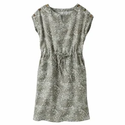 Robe imprimée boutonnée épaules