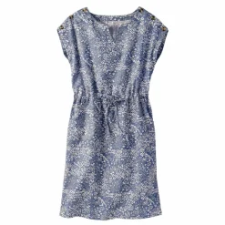 Robe imprimée boutonnée épaules