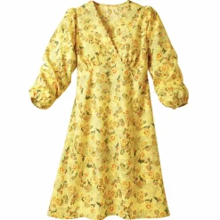Robe imprimée, décolleté cache-cœur