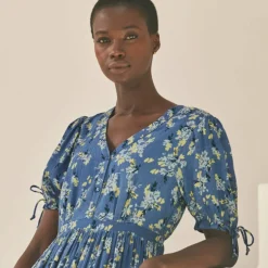 Robe imprimée manches courtes en crépon