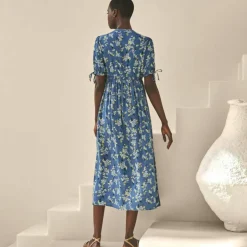 Robe imprimée manches courtes en crépon