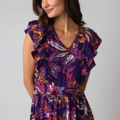 Robe imprimée manches volantées