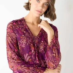Robe imprimée à plis, imprimé forêt