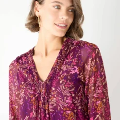 Robe imprimée à plis, imprimé forêt
