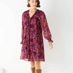 Robe imprimée à plis, imprimé forêt