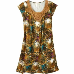 Robe imprimé tropical - décolleté macramé