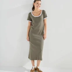 Robe longue bicolore, manches courtes