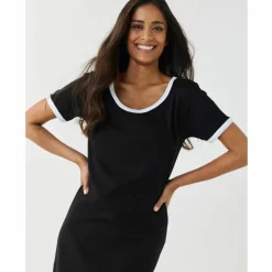 Robe longue bicolore, manches courtes