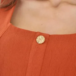 Robe longue boutonnée col carré
